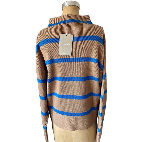 Everlane The Lace-Up Smock Sweater in Chestnut/Blue Stripes size M nwt - Picture 6 of 7